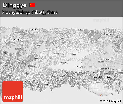 Silver Style Panoramic Map of Dinggye
