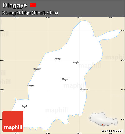 Classic Style Simple Map of Dinggye, single color outside