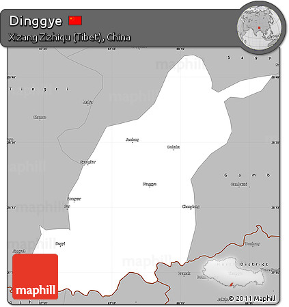 Gray Simple Map of Dinggye