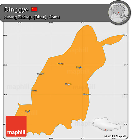 Political Simple Map of Dinggye, single color outside