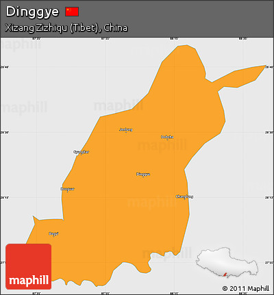 Political Simple Map of Dinggye, single color outside