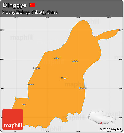 Political Simple Map of Dinggye, single color outside