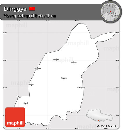 Silver Style Simple Map of Dinggye, cropped outside