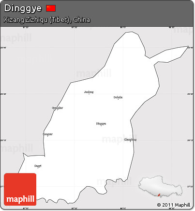Silver Style Simple Map of Dinggye, cropped outside