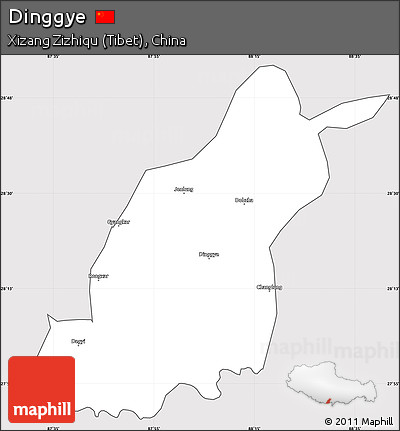Silver Style Simple Map of Dinggye, cropped outside