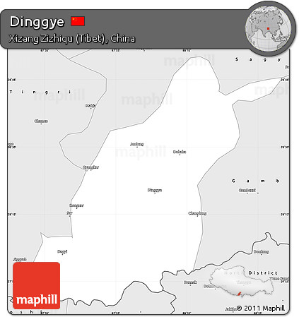 Silver Style Simple Map of Dinggye
