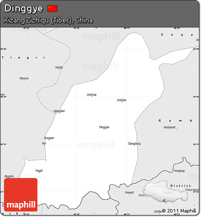 Silver Style Simple Map of Dinggye
