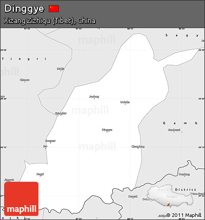 Silver Style Simple Map of Dinggye
