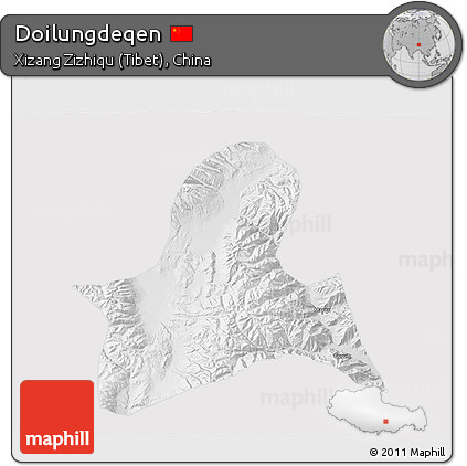 Physical 3D Map of Doilungdeqen, cropped outside