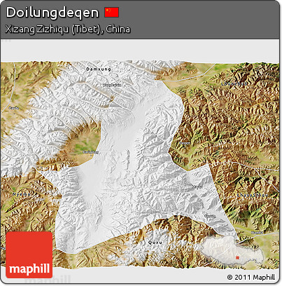 Physical 3D Map of Doilungdeqen, satellite outside