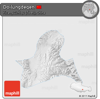 Physical 3D Map of Doilungdeqen, single color outside