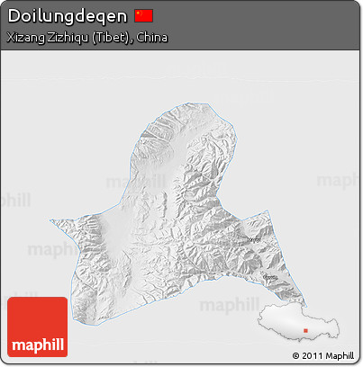 Physical 3D Map of Doilungdeqen, single color outside