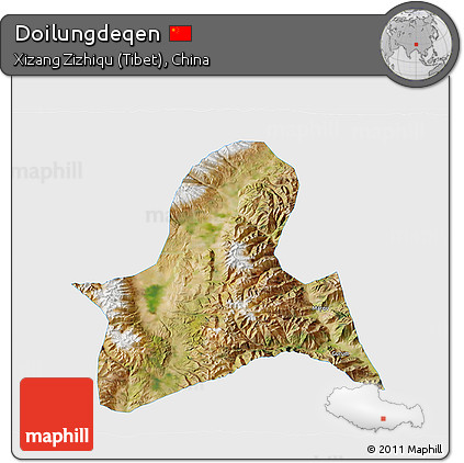 Satellite 3D Map of Doilungdeqen, single color outside