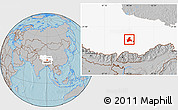 Gray Location Map of Doilungdeqen, highlighted parent region, hill shading