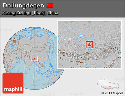 Gray Location Map of Doilungdeqen, hill shading
