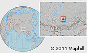 Gray Location Map of Doilungdeqen, hill shading