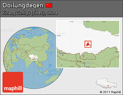 Savanna Style Location Map of Doilungdeqen, highlighted parent region