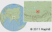 Savanna Style Location Map of Doilungdeqen, hill shading