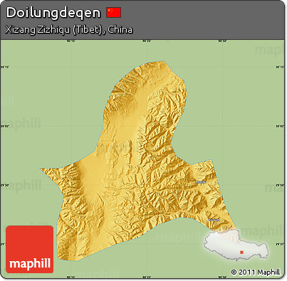Savanna Style Map of Doilungdeqen, single color outside