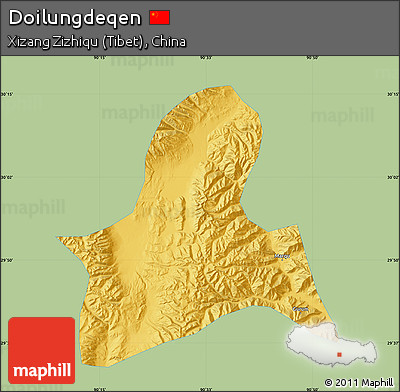 Savanna Style Map of Doilungdeqen, single color outside