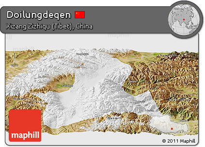 Physical Panoramic Map of Doilungdeqen, satellite outside