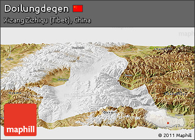 Physical Panoramic Map of Doilungdeqen, satellite outside