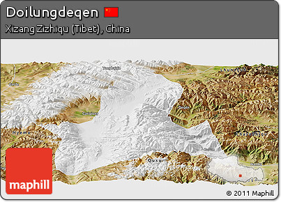 Physical Panoramic Map of Doilungdeqen, satellite outside