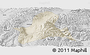 Shaded Relief Panoramic Map of Doilungdeqen, desaturated