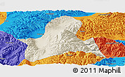 Shaded Relief Panoramic Map of Doilungdeqen, political outside