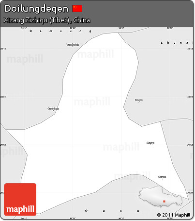 Silver Style Simple Map of Doilungdeqen