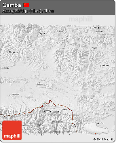 Physical 3D Map of Gamba, semi-desaturated