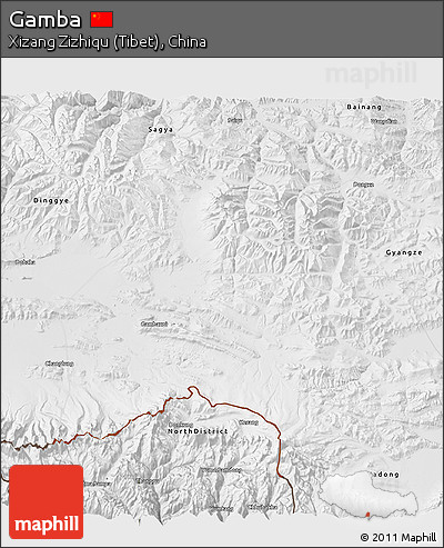 Physical 3D Map of Gamba, semi-desaturated