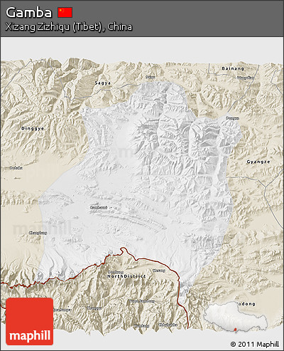 Physical 3D Map of Gamba, shaded relief outside