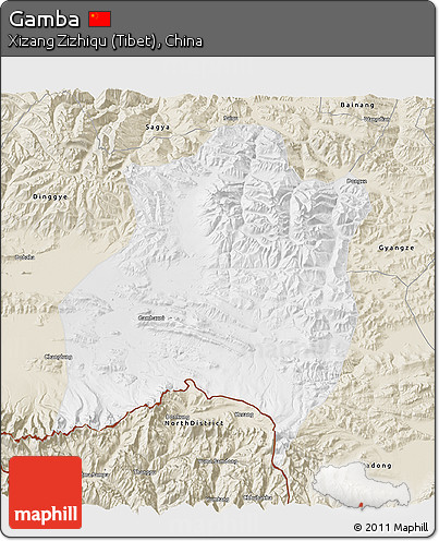 Physical 3D Map of Gamba, shaded relief outside