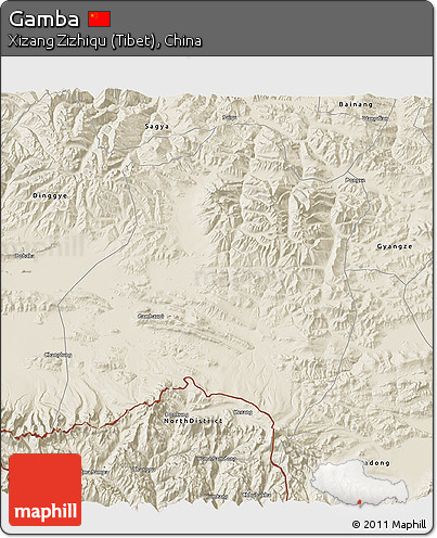 Shaded Relief 3D Map of Gamba