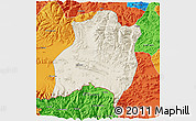 Shaded Relief 3D Map of Gamba, political outside