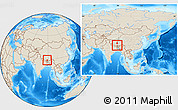 Shaded Relief Location Map of Gamba, within the entire country
