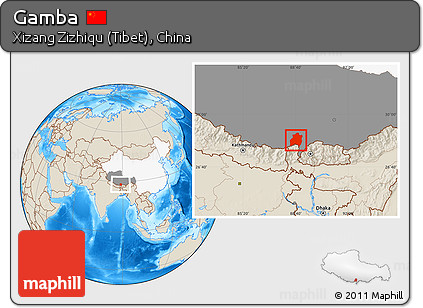Shaded Relief Location Map of Gamba, highlighted country, highlighted parent region