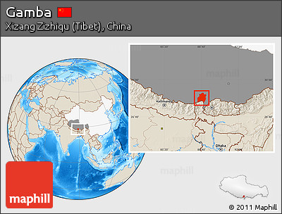 Shaded Relief Location Map of Gamba, highlighted country, highlighted parent region