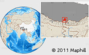 Shaded Relief Location Map of Gamba, highlighted country, highlighted parent region