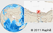 Shaded Relief Location Map of Gamba, highlighted parent region