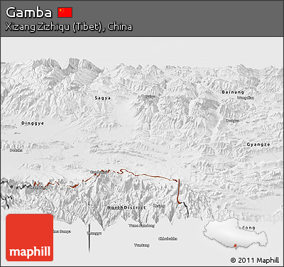Physical Panoramic Map of Gamba, desaturated