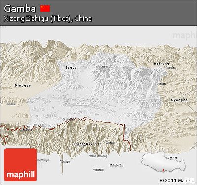 Physical Panoramic Map of Gamba, shaded relief outside