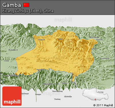 Savanna Style Panoramic Map of Gamba