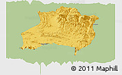 Savanna Style Panoramic Map of Gamba, single color outside
