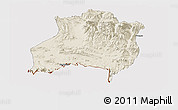 Shaded Relief Panoramic Map of Gamba, cropped outside