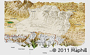 Shaded Relief Panoramic Map of Gamba, satellite outside
