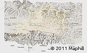Shaded Relief Panoramic Map of Gamba, semi-desaturated