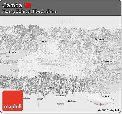 Silver Style Panoramic Map of Gamba