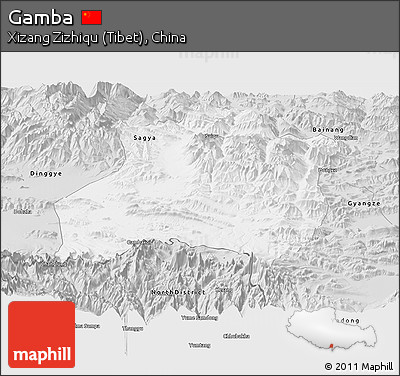 Silver Style Panoramic Map of Gamba